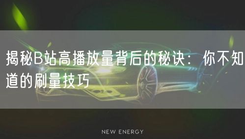 揭秘B站高播放量背后的秘诀：你不知道的刷量技巧