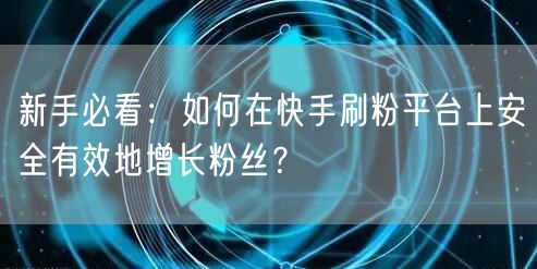 新手必看：如何在快手刷粉平台上安全有效地增长粉丝？