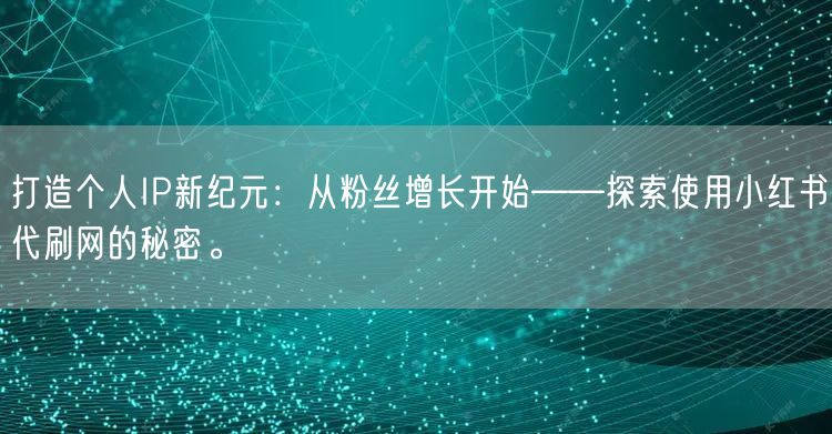打造个人IP新纪元：从粉丝增长开始——探索使用小红书代刷网的秘密。