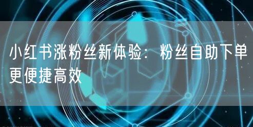 小红书涨粉丝新体验：粉丝自助下单更便捷高效
