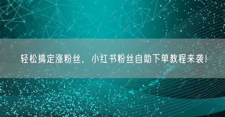 轻松搞定涨粉丝，小红书粉丝自助下单教程来袭！
