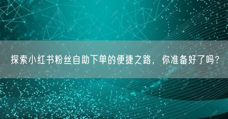 探索小红书粉丝自助下单的便捷之路，你准备好了吗？
