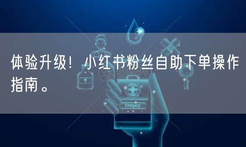 体验升级！小红书粉丝自助下单操作指南。