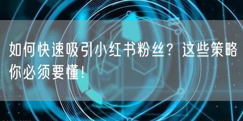 如何快速吸引小红书粉丝？这些策略你必须要懂！
