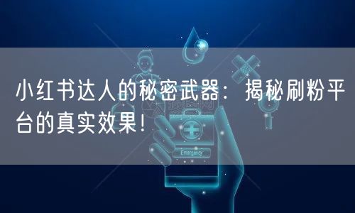 小红书达人的秘密武器：揭秘刷粉平台的真实效果！