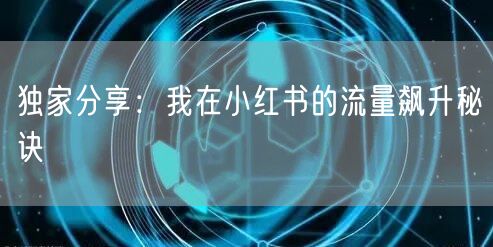 独家分享：我在小红书的流量飙升秘诀