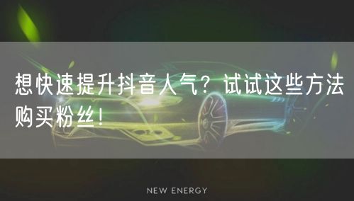 想快速提升抖音人气？试试这些方法购买粉丝！
