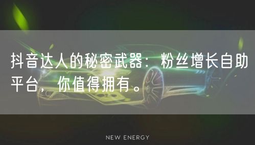 抖音达人的秘密武器：粉丝增长自助平台，你值得拥有。