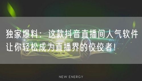 独家爆料：这款抖音直播间人气软件让你轻松成为直播界的佼佼者！