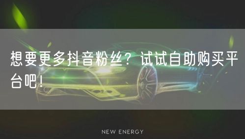 想要更多抖音粉丝？试试自助购买平台吧！