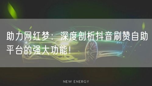 助力网红梦：深度剖析抖音刷赞自助平台的强大功能！