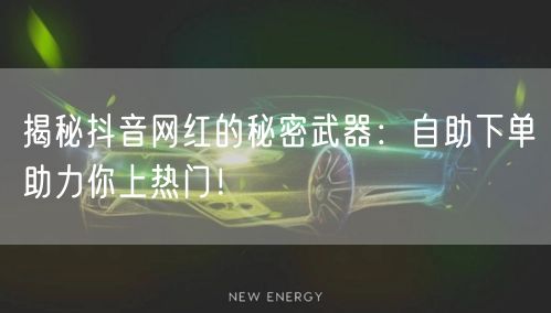 揭秘抖音网红的秘密武器：自助下单助力你上热门！