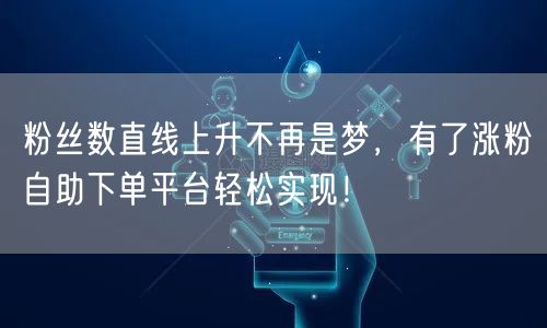 粉丝数直线上升不再是梦，有了涨粉自助下单平台轻松实现！