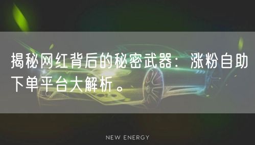 揭秘网红背后的秘密武器：涨粉自助下单平台大解析。