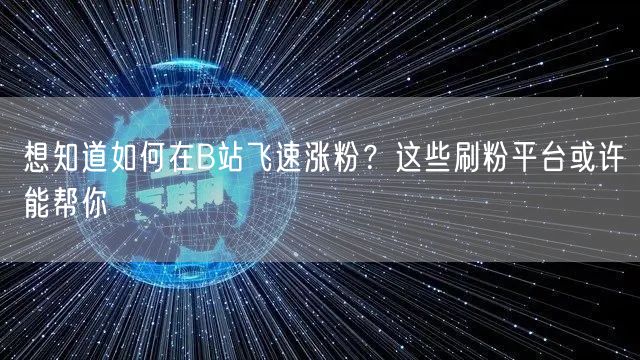 想知道如何在B站飞速涨粉？这些刷粉平台或许能帮你