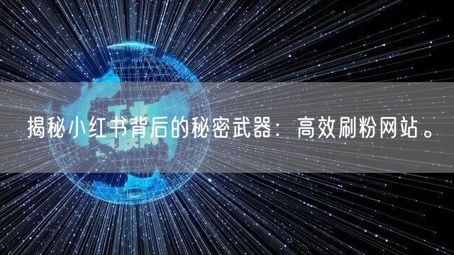 揭秘小红书背后的秘密武器：高效刷粉网站。