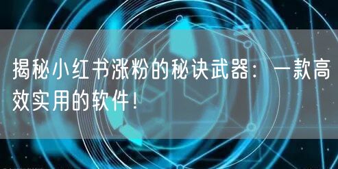揭秘小红书涨粉的秘诀武器：一款高效实用的软件！
