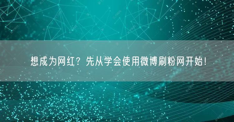 想成为网红？先从学会使用微博刷粉网开始！