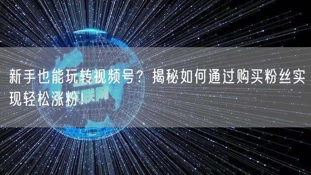 新手也能玩转视频号？揭秘如何通过购买粉丝实现轻松涨粉！