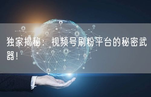 独家揭秘：视频号刷粉平台的秘密武器！