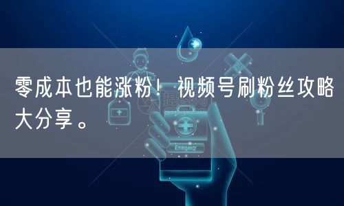 零成本也能涨粉！视频号刷粉丝攻略大分享。