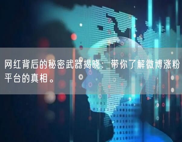 网红背后的秘密武器揭晓：带你了解微博涨粉平台的真相。