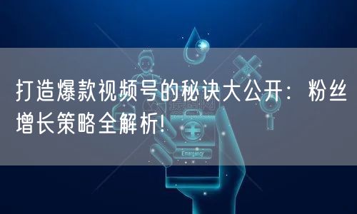 打造爆款视频号的秘诀大公开：粉丝增长策略全解析!