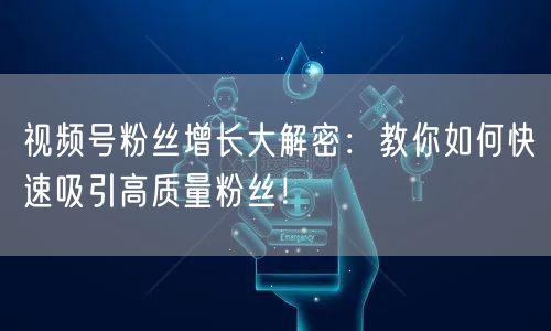 视频号粉丝增长大解密：教你如何快速吸引高质量粉丝！