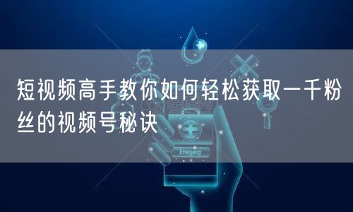 短视频高手教你如何轻松获取一千粉丝的视频号秘诀