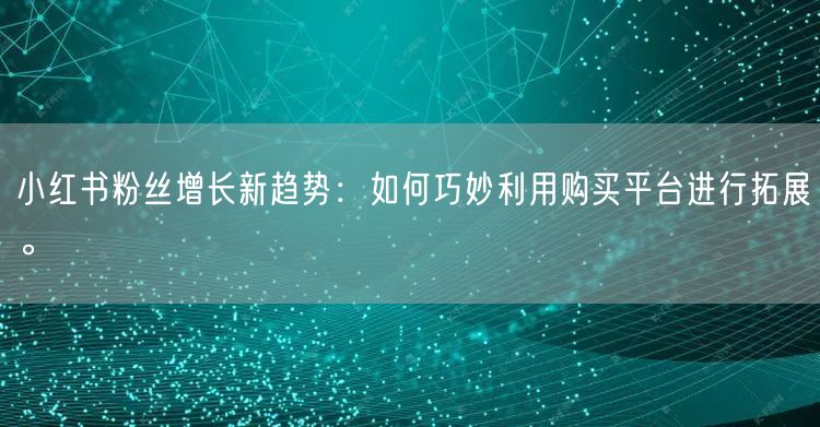 小红书粉丝增长新趋势：如何巧妙利用购买平台进行拓展。