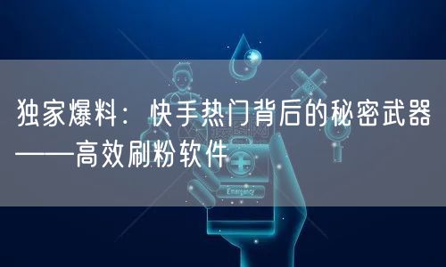 独家爆料：快手热门背后的秘密武器——高效刷粉软件
