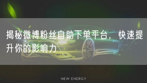 揭秘微博粉丝自助下单平台，快速提升你的影响力