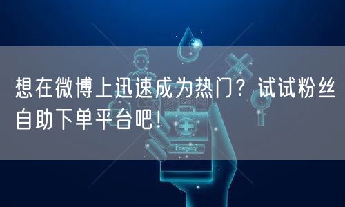 想在微博上迅速成为热门？试试粉丝自助下单平台吧！
