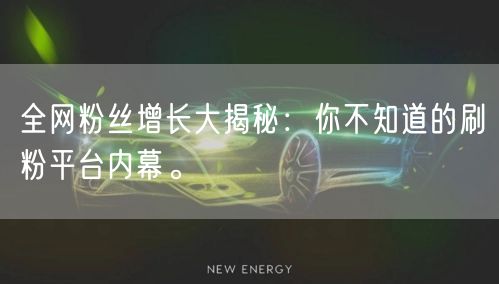 全网粉丝增长大揭秘：你不知道的刷粉平台内幕。