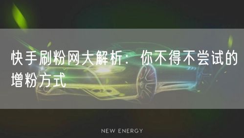 快手刷粉网大解析：你不得不尝试的增粉方式