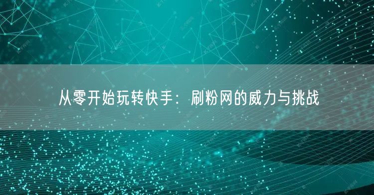 从零开始玩转快手：刷粉网的威力与挑战