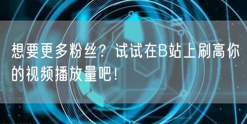 想要更多粉丝？试试在B站上刷高你的视频播放量吧！