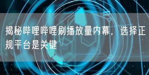 揭秘哔哩哔哩刷播放量内幕，选择正规平台是关键