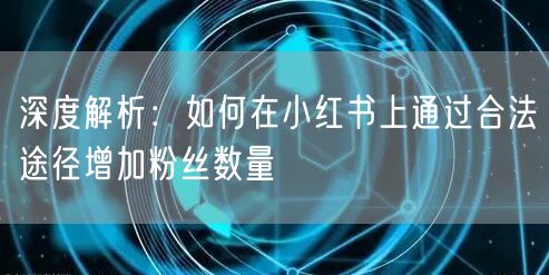 深度解析：如何在小红书上通过合法途径增加粉丝数量