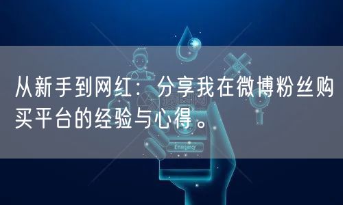 从新手到网红：分享我在微博粉丝购买平台的经验与心得。