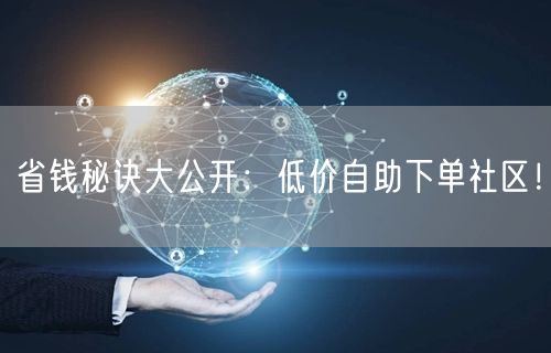 省钱秘诀大公开：低价自助下单社区！