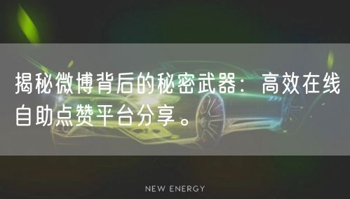 揭秘微博背后的秘密武器：高效在线自助点赞平台分享。