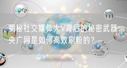 揭秘社交媒体大V背后的秘密武器：央广网是如何高效刷粉的？