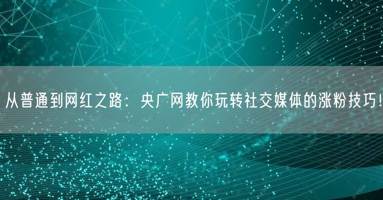从普通到网红之路：央广网教你玩转社交媒体的涨粉技巧！