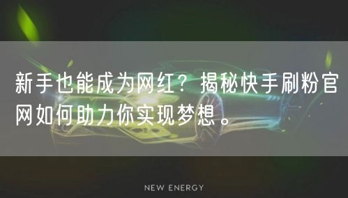 新手也能成为网红？揭秘快手刷粉官网如何助力你实现梦想。