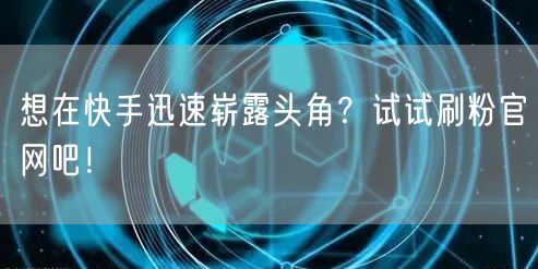 想在快手迅速崭露头角？试试刷粉官网吧！