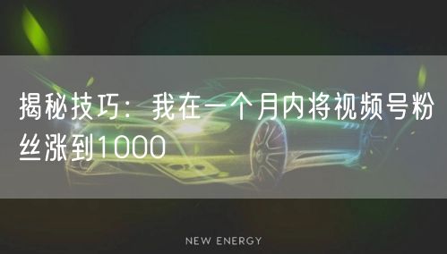 揭秘技巧：我在一个月内将视频号粉丝涨到1000