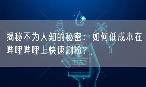 揭秘不为人知的秘密：如何低成本在哔哩哔哩上快速刷粉？