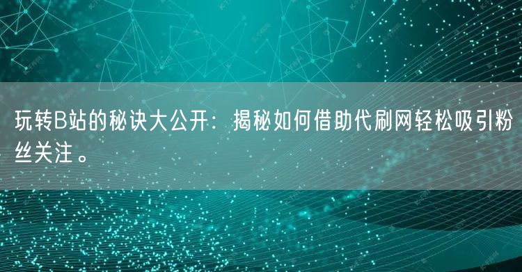 玩转B站的秘诀大公开：揭秘如何借助代刷网轻松吸引粉丝关注。