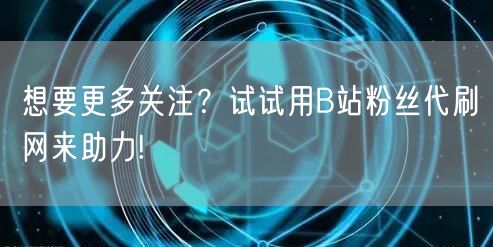想要更多关注？试试用B站粉丝代刷网来助力!